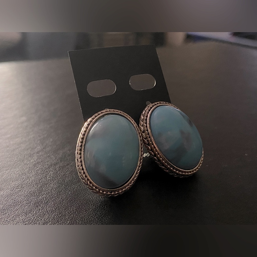 Large oval turquoise earrings